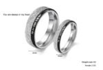 18K White Gold Plated Titanium Steel Romantic Frosted Couple Rings M01374