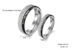 18K White Gold Plated Titanium Steel Romantic Frosted Couple Rings M01374
