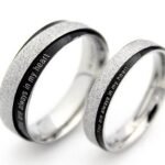 18K White Gold Plated Titanium Steel Romantic Frosted Couple Rings M01374