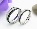 18K White Gold Plated Titanium Steel Romantic Frosted Couple Rings M01374