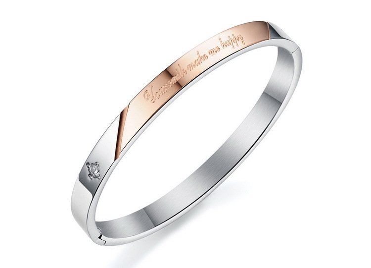 316L Stainless Steel 18K Gold Plated Couple Bangles Jewelry Set M01608