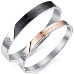 316L Stainless Steel 18K Gold Plated Couple Bangles Jewelry Set M01608