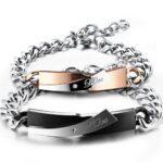 316L Stainless Steel 18K Gold Plated Couple Bracelets Jewelry Set M01594