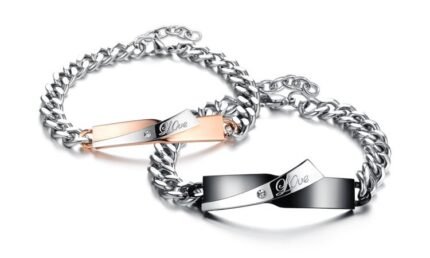 316L Stainless Steel 18K Gold Plated Couple Bracelets Jewelry Set M01594