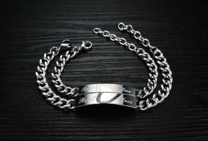 316L Stainless Steel 18K Gold Plated Couple Bracelets Jewelry Set M01603