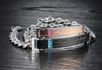 316L Stainless Steel 18K Gold Plated Couple Bracelets Jewelry Set M01604