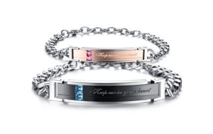 316L Stainless Steel 18K Gold Plated Couple Bracelets Jewelry Set M01604