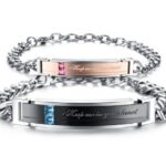 316L Stainless Steel 18K Gold Plated Couple Bracelets Jewelry Set M01604