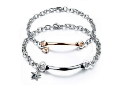 316L Stainless Steel 18K Gold Plated Couple Bracelets Jewelry Set M01607