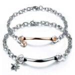 316L Stainless Steel 18K Gold Plated Couple Bracelets Jewelry Set M01607