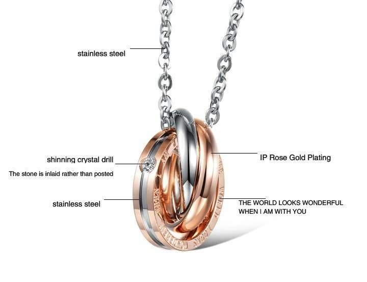 316L Stainless Steel 18K Gold Plated Couples Lovers Necklaces M01501