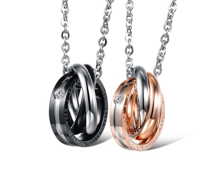 316L Stainless Steel 18K Gold Plated Couples Lovers Necklaces M01501