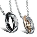 316L Stainless Steel 18K Gold Plated Couples Lovers Necklaces M01502