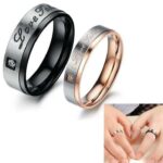 316L Stainless Steel Titanium Plated Couple Rings M01939