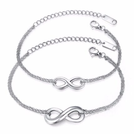 316L Stainless Steel and Titanium 18K Gold Plated Couple Bracelets Jewelry Set M01782