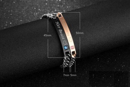 316L Stainless Steel and Titanium 18K Gold Plated Couple Bracelets Jewelry Set M01783