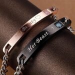 316L Stainless Steel and Titanium 18K Gold Plated Couple Bracelets Jewelry Set M01783