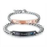 316L Stainless Steel and Titanium 18K Gold Plated Couple Bracelets Jewelry Set M01783