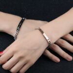 316L Stainless Steel and Titanium 18K Gold Plated Couple Bracelets Jewelry Set M01783