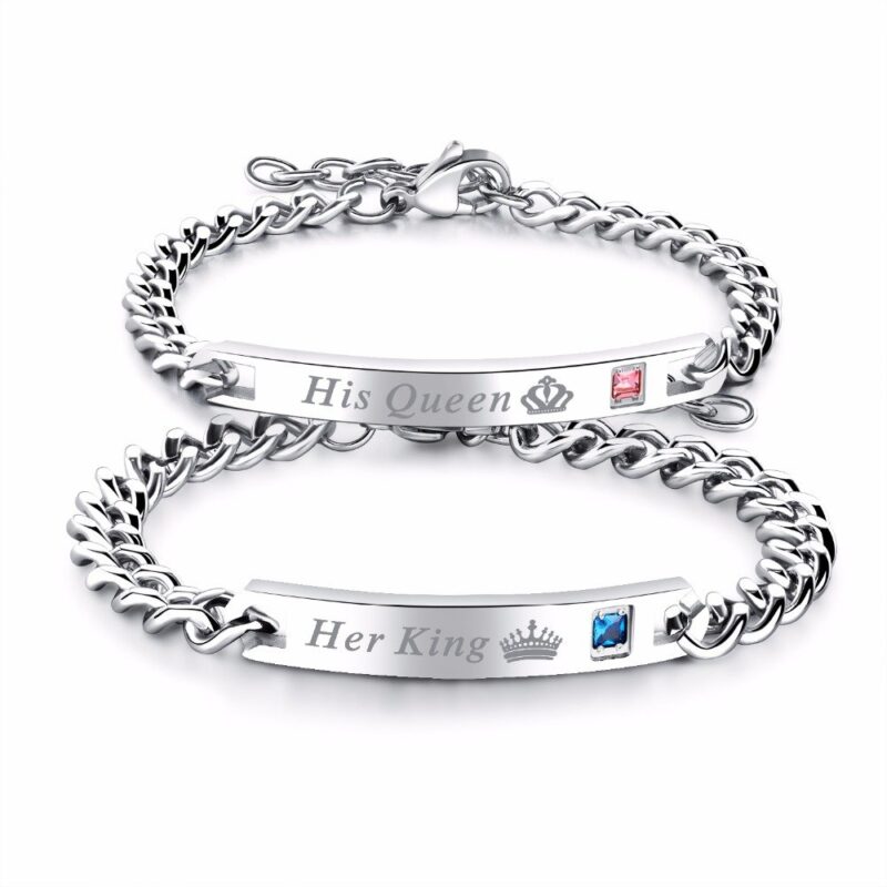 316L Stainless Steel and Titanium 18K Gold Plated Couple Bracelets Jewelry Set M01784