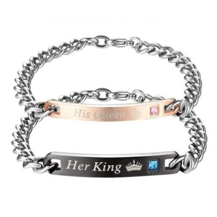 316L Stainless Steel and Titanium 18K Gold Plated Couple Bracelets Jewelry Set M01785