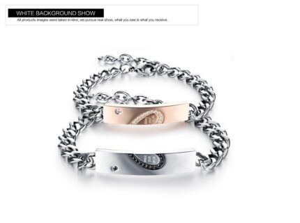 316L Stainless Steel and Titanium 18K Gold Plated Couple Bracelets Jewelry Set M01786