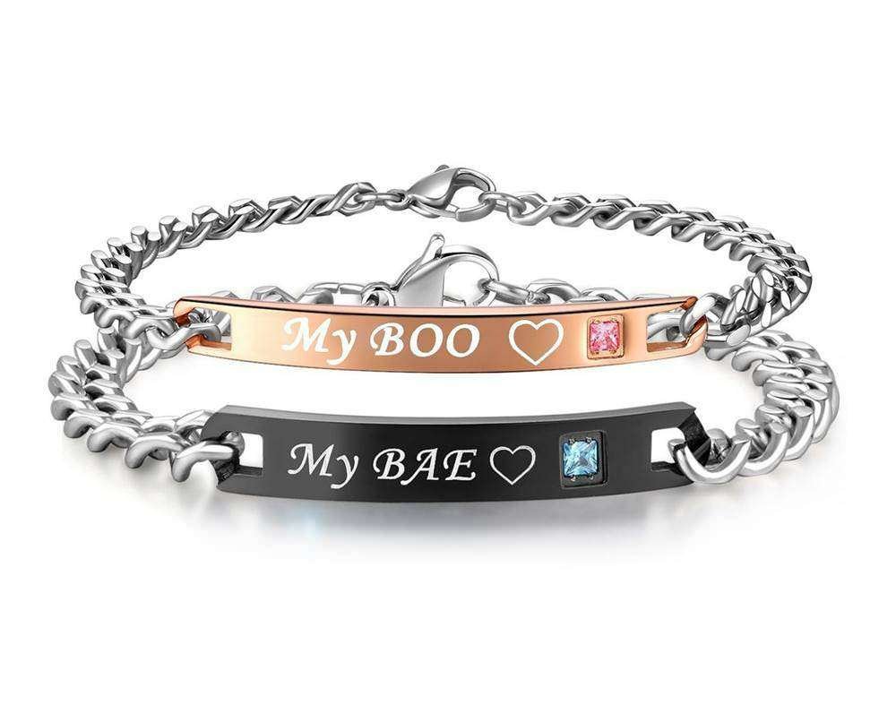 316L Stainless Steel and Titanium 18K Gold Plated Couple Bracelets Jewelry Set M01787