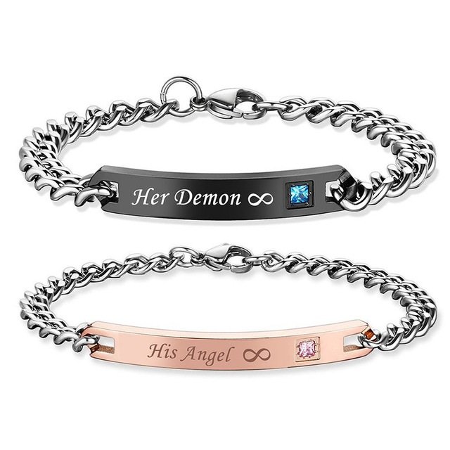 316L Stainless Steel and Titanium 18K Gold Plated Couple Bracelets Jewelry Set M01788