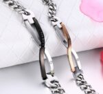 316L Stainless Steel and Titanium 18K Gold Plated Couple Bracelets Jewelry Set M01789