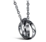 316L Stainless Steel and Titanium 18K Gold Plated Couple Necklaces Jewelry Set M01320