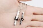 316L Stainless Steel and Titanium 18K Gold Plated Couple Necklaces Jewelry Set M01622