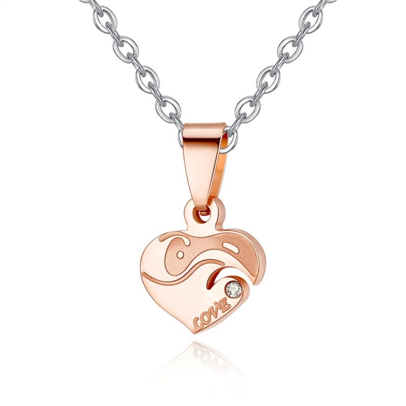 316L Stainless Steel and Titanium 18K Gold Plated Couple Necklaces Jewelry Set M01774