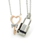 316L Stainless Steel and Titanium 18K Gold Plated Couple Necklaces Jewelry Set M01775