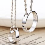 316L Stainless Steel and Titanium 18K Gold Plated Couple Necklaces Jewelry Set M01778