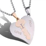 316L Stainless Steel and Titanium 18K Gold Plated Couple Necklaces Jewelry Set M01779