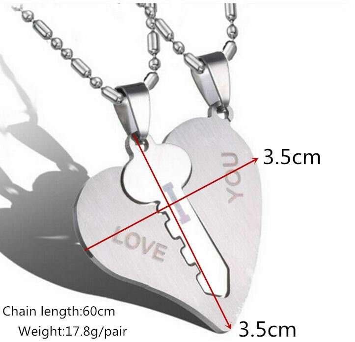 316L Stainless Steel and Titanium 18K Gold Plated Couple Necklaces Jewelry Set M01779