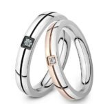 316L Stainless Steel and Titanium 18K Gold Plated Couple Rings Jewelry Set M01756