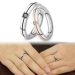 316L Stainless Steel and Titanium 18K Gold Plated Couple Rings Jewelry Set M01756