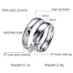 316L Stainless Steel and Titanium 18K Gold Plated Couple Rings Jewelry Set M01758