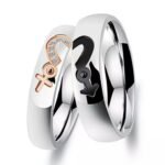 316L Stainless Steel and Titanium 18K Gold Plated Couple Rings Jewelry Set M01758
