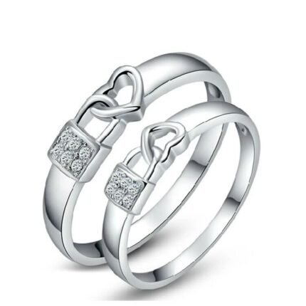 316L Stainless Steel and Titanium 18K Gold Plated Couple Rings Jewelry Set M01759
