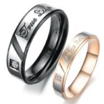 316L Stainless Steel and Titanium 18K Gold Plated Couple Rings Jewelry Set M01763