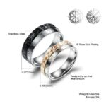 316L Stainless Steel and Titanium 18K Gold Plated Couple Rings Jewelry Set M01773