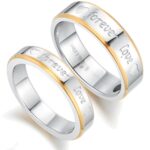 316L Stainless Steel and Titanium 18K Gold Plated Couple Rings Jewelry Set M01777