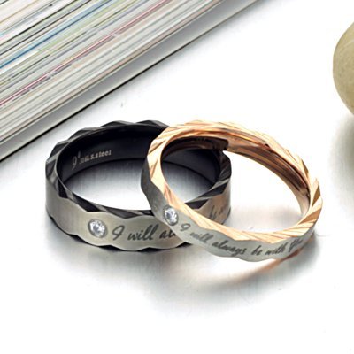 316L Stainless Steel and Titanium 18K Gold Plated Couple Rings Jewelry Set M01780