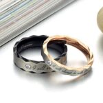 316L Stainless Steel and Titanium 18K Gold Plated Couple Rings Jewelry Set M01780