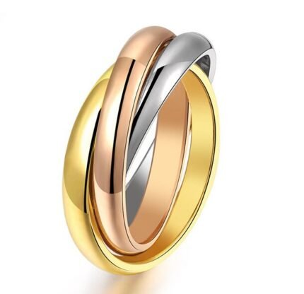 316l Stainless Steel Gold Plated Couple Ring M01358