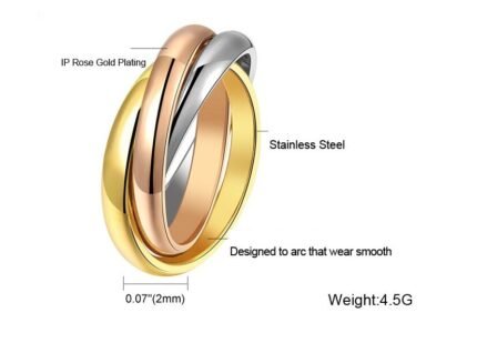 316l Stainless Steel Gold Plated Couple Ring M01358
