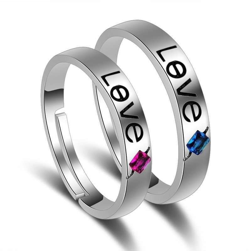 925 Silver Plated Adjustable Austrian Crystal Rings M01946