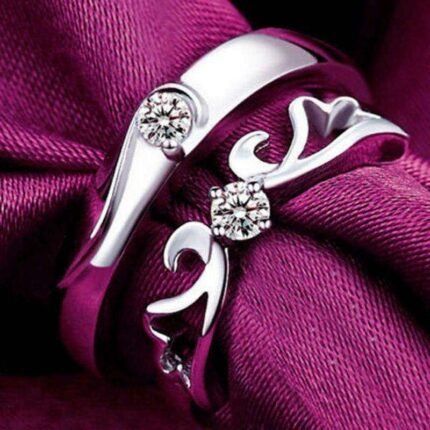 925 Silver Plated Adjustable Austrian Crystal Rings M01954